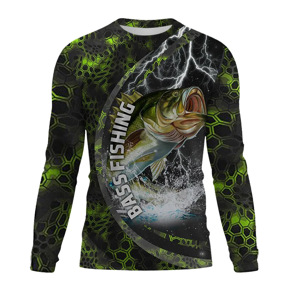 Fishing Shirt Uv Protection - Herren Langarmshirt für das Angeln, UV-Sonnenschutz,