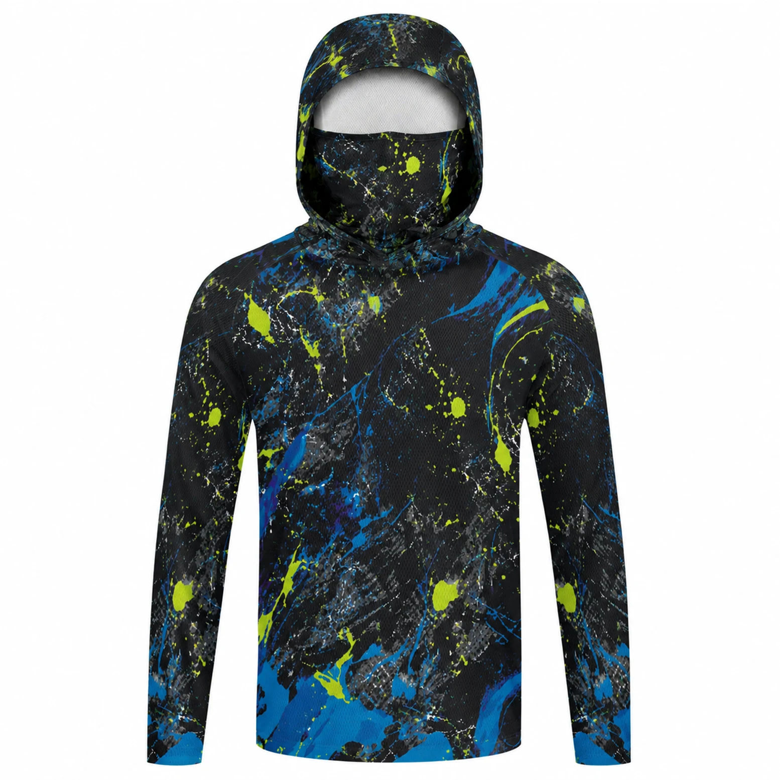 Fishing Shirt Uv Protection - Herren-Fischhemd mit Kapuze, langärmelig, UV-Schutz, schnelltrocknend,