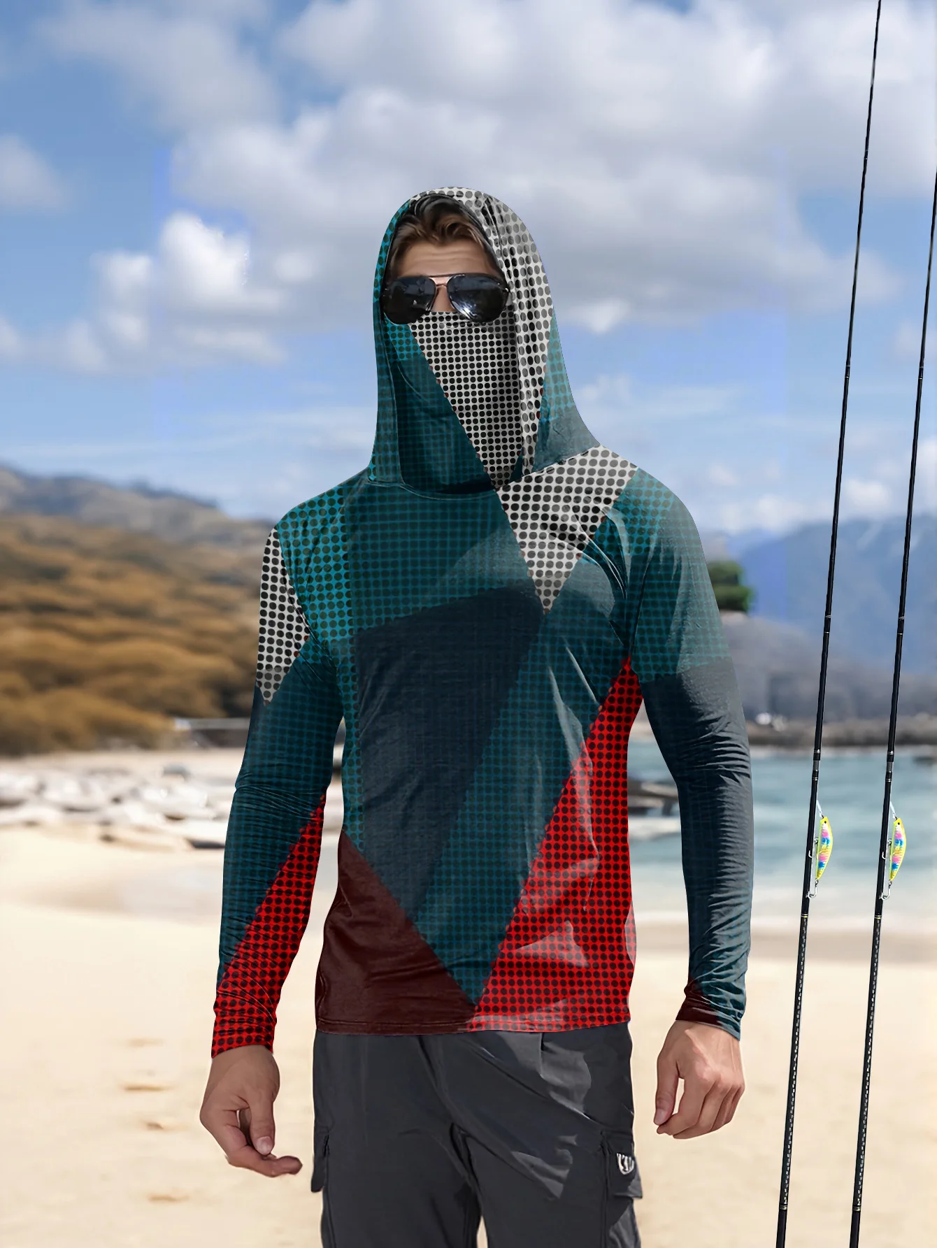 Fishing Shirt Uv Protection - Angler-Hoodie für Herren, langärmelig, schnelltrocknend, atmungsaktiv,