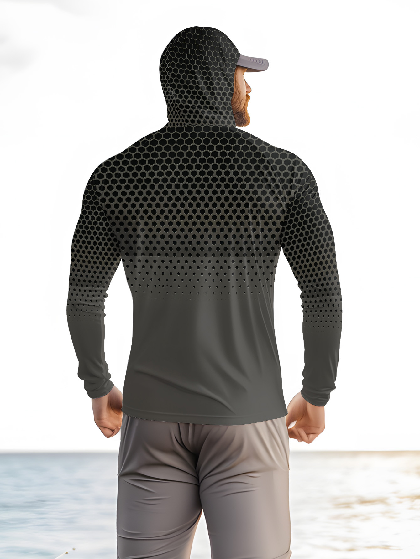 Graues, farbverlaufendes Waben – Fishing Shirt Uv Protection Bewertung und Preis